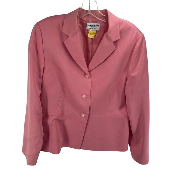 Pendleton Women's Three Button Blazer Coat Jacket Office Work Pink Size 12 - Picture 1 of 10